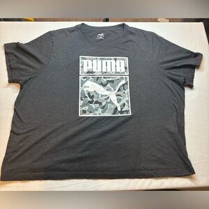 Puma Charcoal Gray Short-Sleeve Tee with Camo Logo Size 4XL